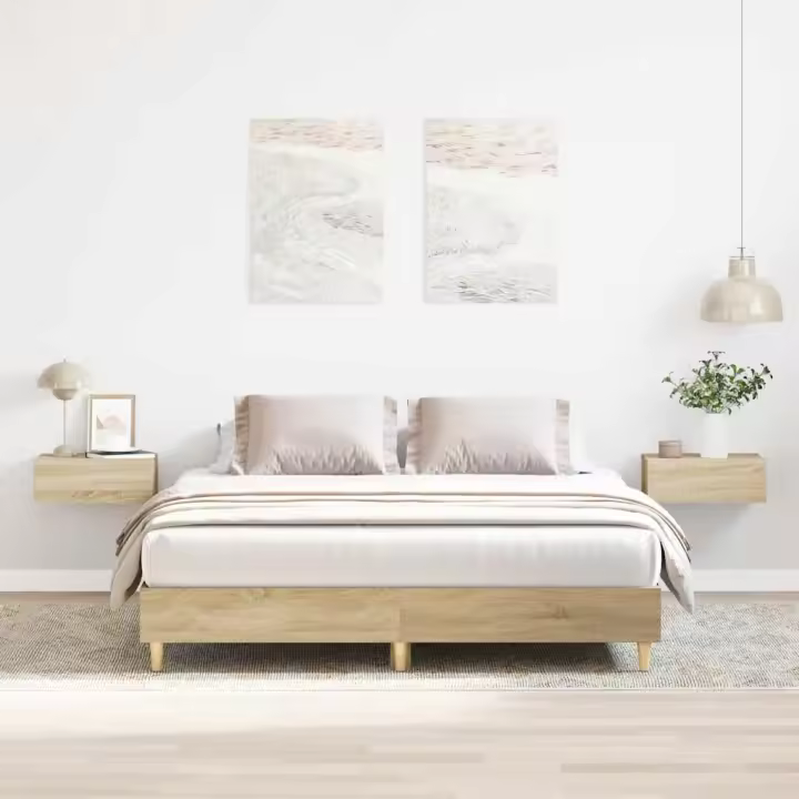 Estructura de cama sin colchón madera roble Sonoma 150x200 cm - 1