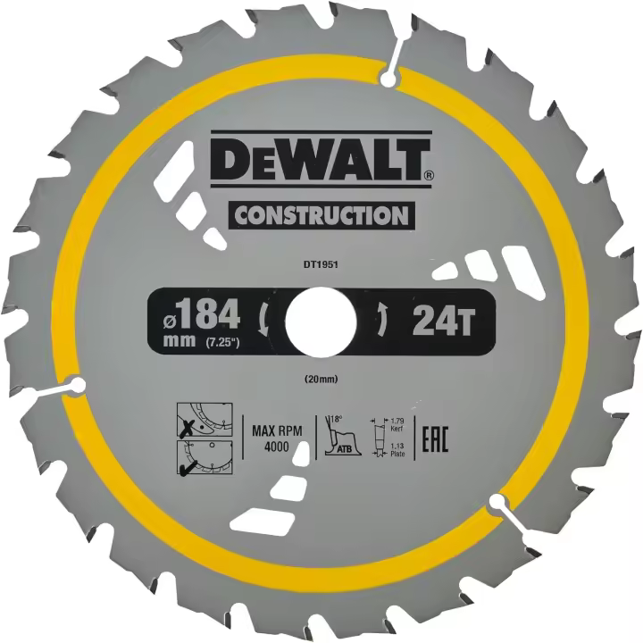 DeWalt DT1951-QZ Sierra circular, 1 pieza 184mm 24T - 1
