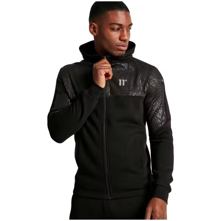 Chaqueta 11 DEGREES Mixed Fabric Full Zip para hombre en color negro - 1