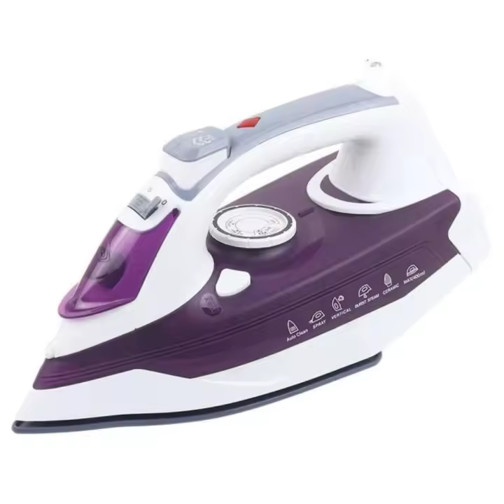 Plancha de Vapor Eléctrica TRÉBOL ADVANCE con Base Antiadherente y Revestimiento Cerámico - 2200W, 350 ml de Agua, Vapor Horizontal y Vertical, Autolimpieza - 1
