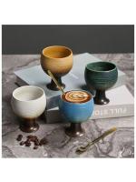 Taza De Café Retro De Cerámica Con Cuchara Creativa Goblet De Cerámica Gruesa Para El Hogar Accesorios De Mesa De Té Con Diseño De Flor Y Leche Tamaño 170ML - details 0