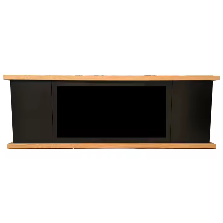 Sinado Mobile Arosio 180 Negro Mueble Chimenea With Puertas Refinado Elegante Mueble Chimenea De Madera Acabado En Madera Lacada y Roble Para Todos Los Interiores También Comerciales - 1