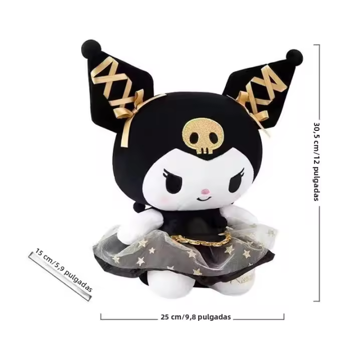 Muñeco De Peluche Sanrio Kuromi Cinnamoroll Hello Kitty My Melody Pochacco Serie Negra Cojín Regalo De Cumpleaños Para Niños Material Poliéster Relleno De Algodón PP - 1