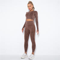 SSITO Conjunto de Yoga sin Costura para Mujer, trajes Deportivos para Fitness, ropa de Gimnasio, Top Short de manga Largo, camisas, Mallas para Corver High, pantalones de entrenamiento - details 3