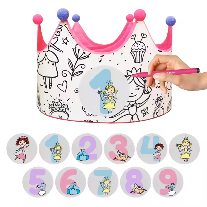 Corona de Cumpleaños Anak-Anak de 1-9 Años para colorear - 1