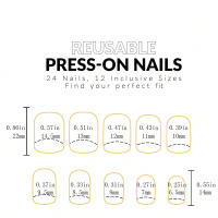 ARTAUG Uñas Postizas De Presión En Forma De Cuadrado Tamaño Medio Negras 24 Piezas Para Mujeres Y Niñas Decoración De Uñas Con Colores Candy Accesorios De Belleza - details 1