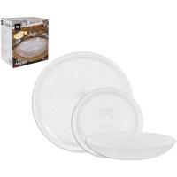 LA MEDITERRÀNEA, Vajilla de 18 pcs "ANDRA" Transparente,Material Vidrio , 6 platos llano(26.5cm), 6 platos hondos(21.5cm), 6 platos postre(19cm) - details 0