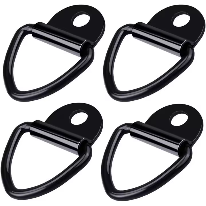 Anillo de amarre de 4 piezas, anillo en D para remolque, gancho de amarre de acero inoxidable resistente, para remolques, camiones, barcos, almacenamiento de cuerdas, color negro - 1