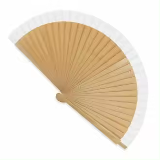 ABANICO MADERA CON BORDE BLANCO 23 CM Raíz Detalles de Boda Inicio  ABANICO MADERA CON BORDE BLANCO 23 CM  Regalo Regalos - 1