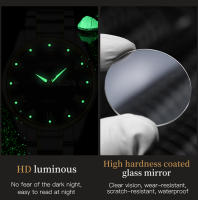 Reloj De Pulsera De Lujo Para Hombre OLEVS 5563 Acero Inoxidable Dorado Resistente Al Agua Calendario Doble Luminoso Estilo Formal - details 10