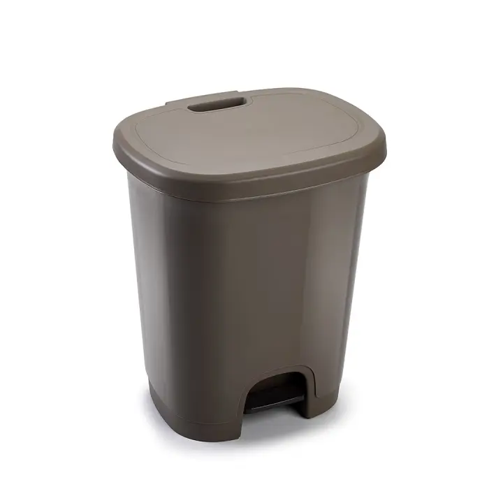 CABLEPELADO Cubo basura plastico, Cubo basura apertura pedal, Papelera de pedal, Cubo de pedal, Libre de BPA, 45 cm alto x 38 cm ancho x 32 cm fondo, Capacidad 27 Litros, Wengue - 1
