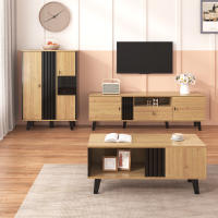 Muro de TV de 170 cm with Estilo y Elega diseño en Madera y Negro, mueble de TV, mueble Bajo Con Cajones, múltiples funciones de almacenamiento y aspecto Único. - details 2