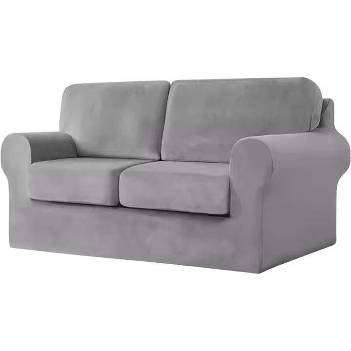 888 Juego de Funda de Sofá de 2 Plazas, 5 Piezas - Protector de Terciopelo Elástico Súper Suave y Grueso Con 2 Fundas de Respaldo Separadas y 2 de Cojín de Asiento Para Sala - 1