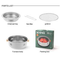 Parrilla De Barbacoa Portátil De 28cm Para Hogar Y Camping Carboncillo BBQ Estilo De Malla Sin Humo Con Asa De Madera Acero Inoxidable Fácil De Limpieza - details 8