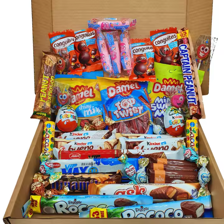Mega Caja Chocolates y Chuches - Regalo para GOLOSOS - Mega Pack PREMIUM. +40 Chocolatinas. Kinder Bueno - Huevos Kinder - Lacasitos - Bombones - Golosinas. IDEAL para REGALAR. [IAMI] - 1