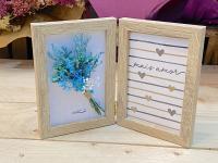 Porta fotos doble con ramo de flores preservadas para regalos de padres abuela madrina bebes madre amigas ramos artesanales de flores preservadas - details 4