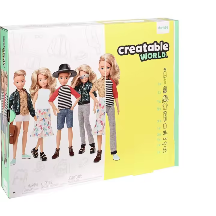 Creatable World Figura Unisex muñeco inclusivo articulado, pelucas rubio platino y accesorios Mattel GGT67 - 1