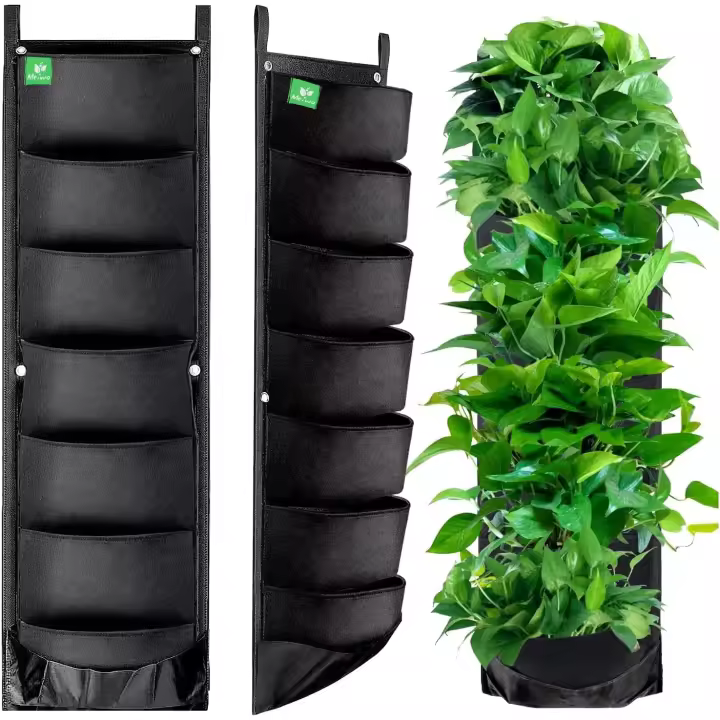 SOMY Transforma tu espacio con maceteros colgantes mejorados – Paquete de 2 maceteros verticales de pared con 7 bolsillos para uso interior y exterior – Perfecto para balcones, patios traseros y decoración del hogar, otros accesorios de piscina - 1