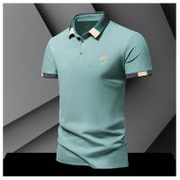 Camisa POLO Para Hombre Verano Moda Seda De Hielo Secado Rápido Manga Corta T-shirt Color Sólido Suelta Collar De Negocios Algodón Puro Top - details 15