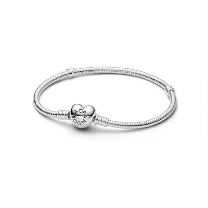 PDORA Pulsera Moments Cadena de Serpiente con cierre de Corazón Plata - 1