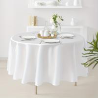 Mantel Redondo De Seda Blanca 1 Pieza Fundas Para Mesa Brillante Y Suave Para Bodas Fiestas Restaurante Banquete Decoraciones - details 5
