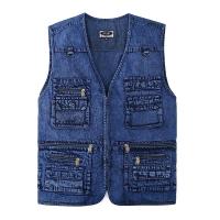 Chaleco De Hombre Azul Oscuro Con Multiple Bolsillos V-neck Sin Mangas Para Pesca Trucker Bicicleta Montañismo Casual Vestido De Verano - details 3