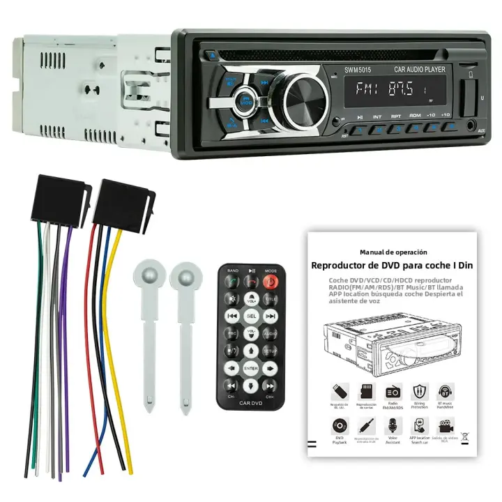Reproductor De DVD Para Coche BQCC 1 Din Con BT USB FM Radio AUX TF Control Remoto Estéreo De Protección Del Poder Ajuste De EQ Sonido - 1