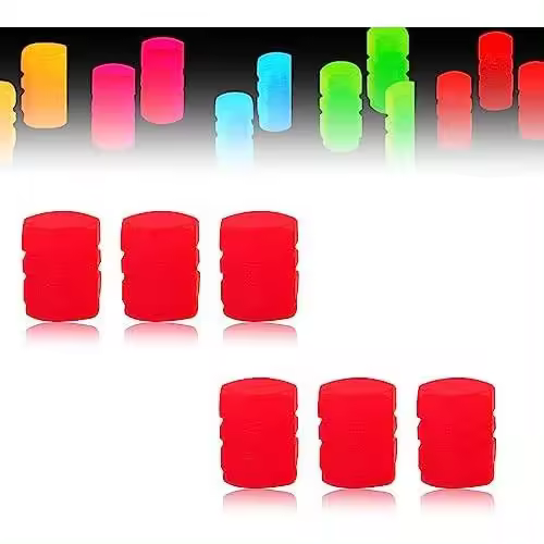 2024 nuevas tapas de válvulas, tapas de válvulas que brillan en la oscuridad, tapas de válvulas que brillan en la oscuridad, universales, se adaptan a cualquier automóvil (rojo 6PCS) - 1