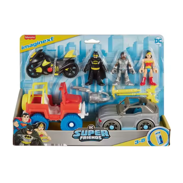 Dc Super Friends Imaginext Con Batman, Wonder Woman Y Cyborg, Juguete De 9 Piezas Para Niños Y Niñas En Edad Preescolar (Mattel HWP76) - 1