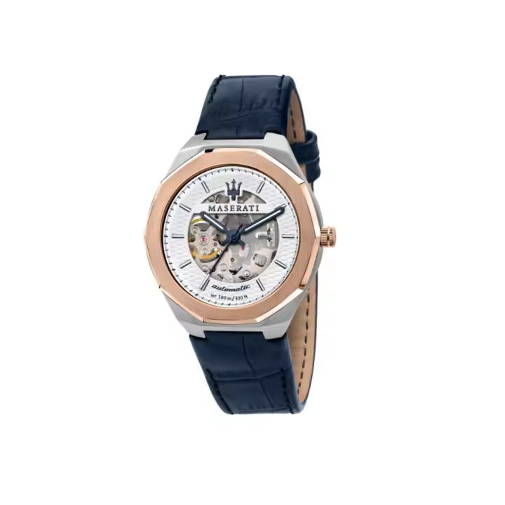 Maserati Reloj Hombre Stile 42mm Auto W/silver Dial Blue St Acero 10 Atm - 1