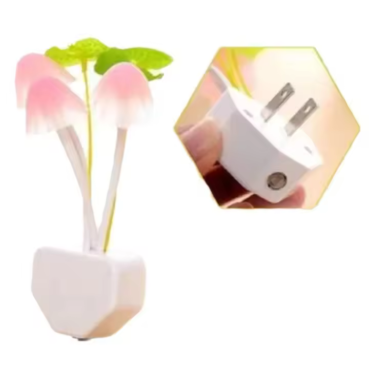 Lámpara De Hongo LED Colorido Con Sensor De Luz 3 LEDs Luz Nocturna De Habitación EU & US Plug 220V Decorativa Para Dormitorio - 1