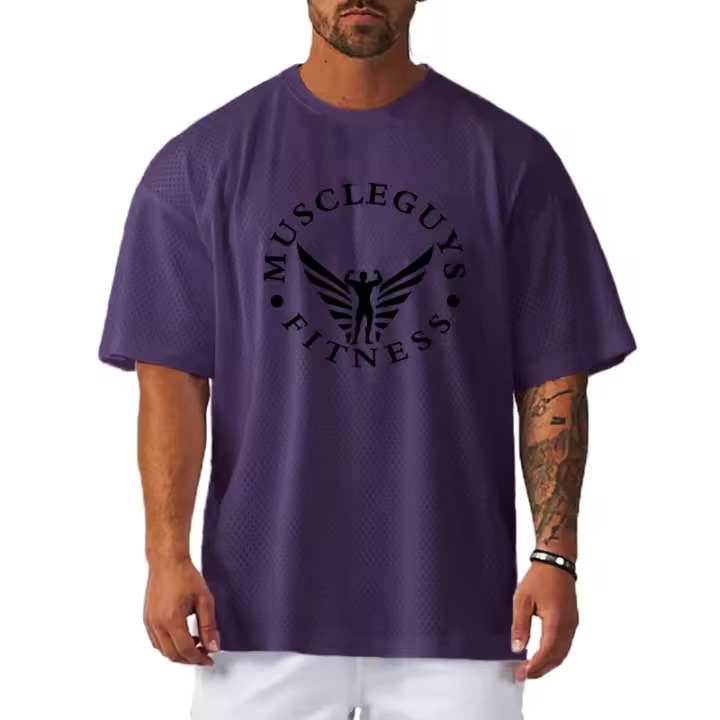 New Men Loose Oversized Gym Fitness T Shirt Fashion Trend Print T-shirt Summer Breathable Quick Dry Short Sleeve Casual Shirts - 1