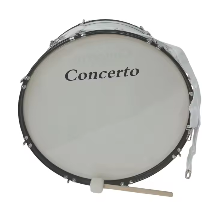 Bombo Concerto 25" x 10" Con casco de madera forrado en blanco con 1 maza bombo, correa cruzada doble de nailon y llave de afinación - 1