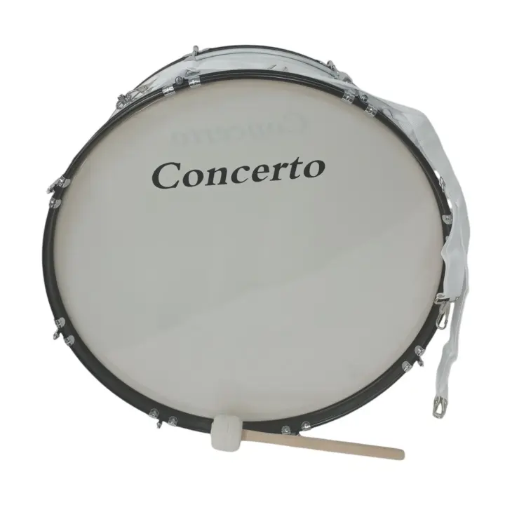 Bombo Concerto 25" x 10" Con casco de madera forrado en blanco con 1 maza bombo, correa cruzada doble de nailon y llave de afinación - 1