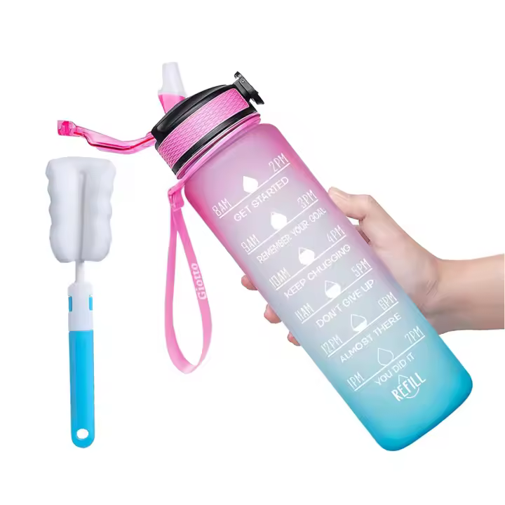 Botella De Agua De 32 Oz Con Horario Y Taza Motivacional a Prueba De Fugas Y Con Correa Para Transporte BPA Y Químicos Tóxicos Libres Para Adultos - 1