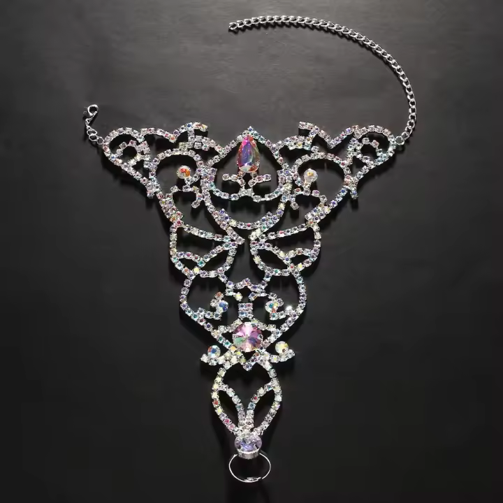 Pulsera De Tobillo Para Danza Del Vientre Stonefans Diseño Geométrico Con Cristales Vacíos Accesorios De Performance Moda Sandalias De Mujer Joyería De Tobillo - 1