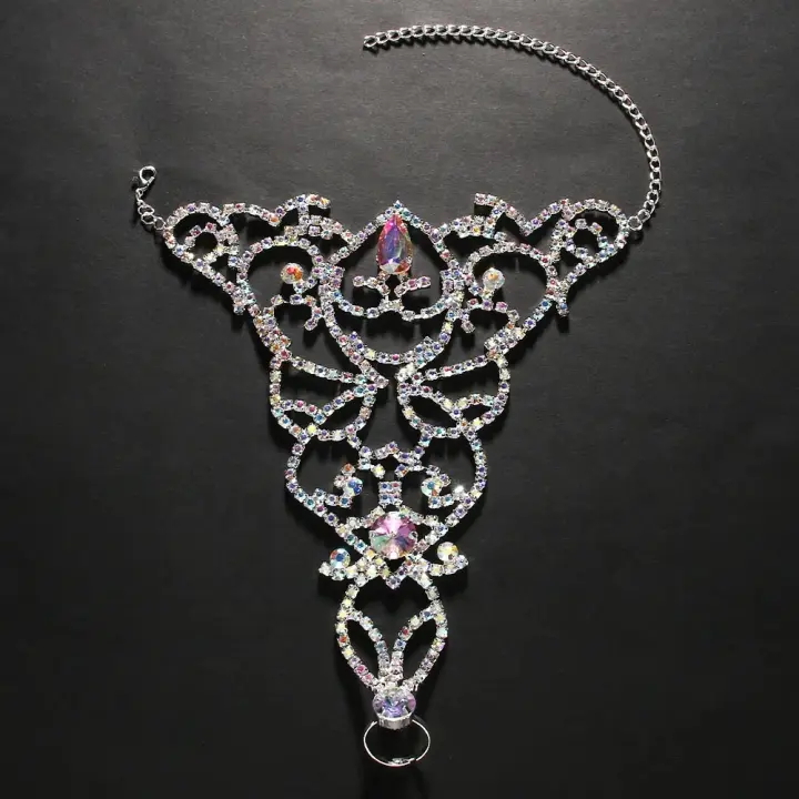 Pulsera De Tobillo Para Danza Del Vientre Stonefans Diseño Geométrico Con Cristales Vacíos Accesorios De Performance Moda Sandalias De Mujer Joyería De Tobillo - 1