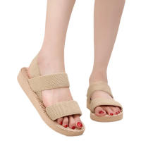 Sandalias Romanas Planas Antideslizantes Y Suaves Para Mujer Casual Playa Bajo Tobillo Moda Zapatos Con Plataforma - details 4