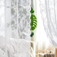 Cortina Blanca De Encaje Con Patrón De Flores Transparente Y Grommet Para Decoración De Sala De Estar Y Dormitorio 1 Pieza - details 3