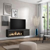 Skraut Home, Mueble Televisión, 158x35x45cm, Fuego Led XXL efecto 3D, Veteado de madera, Tacto poroso de alta calidad - details 0