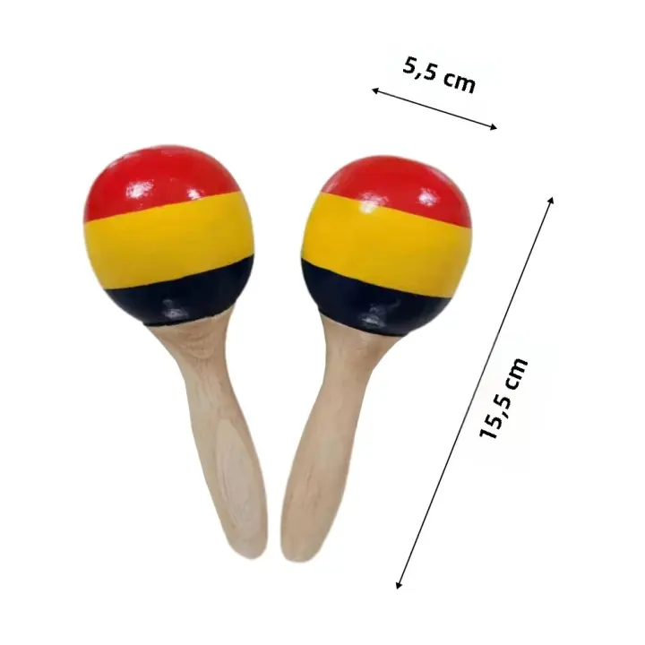 Paquete De 1 Pares De Maracas De Madera Con Golpes De Arena Instrumento De Percusión Rumba Shakers Juguete Musical Para Niños Juegos - 1