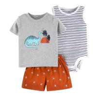 Nueva ropa infantil de verano para niños, bebés y niños pequeños, pantalones cortos de manga corta, camisetas, trajes de tres piezas. - details 21