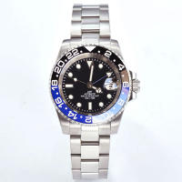 Reloj De Diversión GMT Para Hombres Con Movimiento NH34A Automático Acero Inoxidable Luminoso Correa Jubilee Hebilla Deslizante 200m Impermeable - details 8