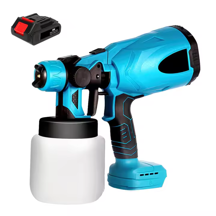 Pistola de pintura eléctrica, pistola de pintura portátil con 1 batería, 3 tipos de pulverización, adecuado para pintar puertas, ventanas, paredes, vallas, pisos, muebles para el hogar, etc. - 1
