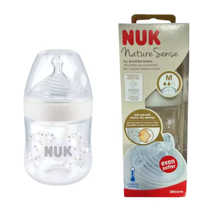 NUK - Biberón - Nature Sense - Tetina de Silicona - Capacidad 260ml - Pantalla de control de temperatura - Tetina Mediana M - Sin BPA - NUK NATURE - 1