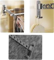 Percha plegable, para Ropa Gancho, percha de aleación de Aluminio, Gancho de pare, ulizado para Colgar ropa en Balcones, Baños, pasilos (Blanco) - details 9