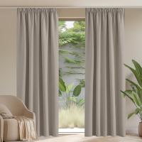 Cortinas Opacas Termicas Cortinas Dormitorio 2 Piezas Cortinas Salon Modernas Cortinas Blackout Cortina Ventana para Riel con Ganchos, 140x200 CM, Arena - details 0