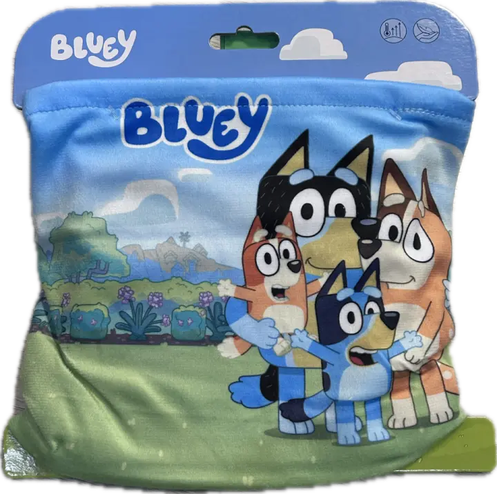 YUMO HOUSE - Conjunto de Gorro, Guantes y Braga de Bluey - Colores Azul - Talla Única - Niños de 3 años hasta 8 años Elaborados en Acrílico y Poliéster - Estampado de Bluey y su Familia - Producto Original Diseñado en España - 1