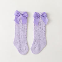 Calcetines De Verano Para Niñas Con Lazo Calcetines Largos Hasta La Rodilla De Algodón Y Spandex Para Bebés Y Niñas Todoterreno Transpirables Suela Hueca Diseño De Princesa - details 14