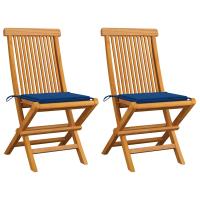vidaXL Sillas de jardín 2 uds madera teca con cojines a cuadros gris en color Estampados cuadros grises/Rojo vino tinto/Negro y más | cómodas modernas ergonómicas para comedor cocina salón hogar - details 3